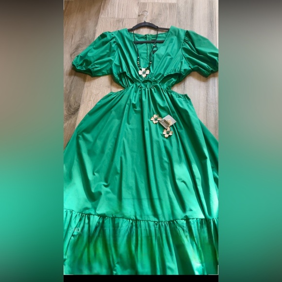 Boho Puff Sleeve Maxi Ruffled Dress - Size XL - Picture 3 of 6